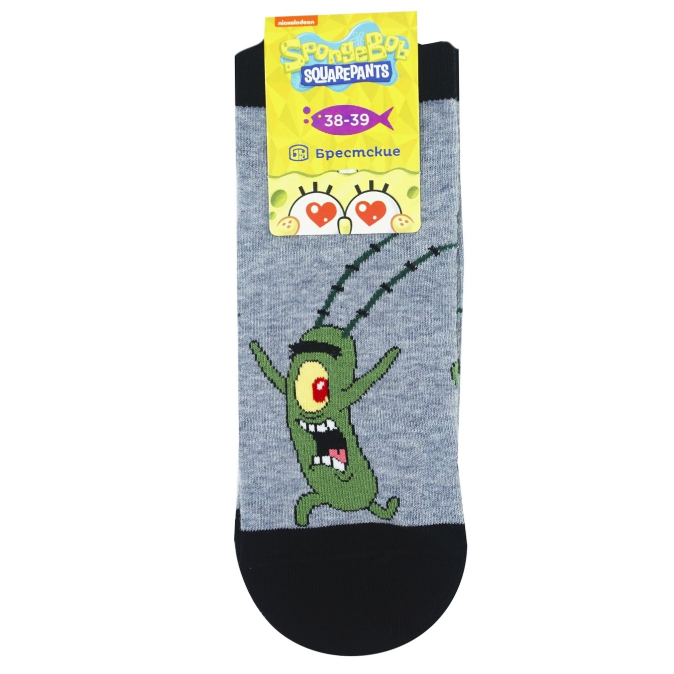 

Носки женские Брестские Spongebob 1146 укороченные 449 серый меланж размер 25