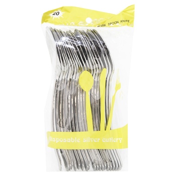 Imitation Metal Disposable Plastic Spoons Set 20pcs - buy, prices for Tavria V - photo 1