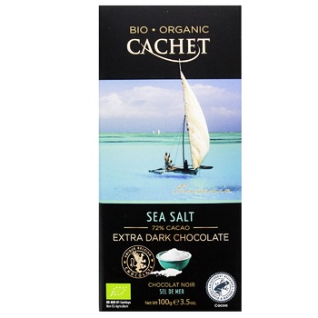 Cachet Extra Dark Chocolate with Sea Salt 72% 100g - buy, prices for NOVUS - photo 1