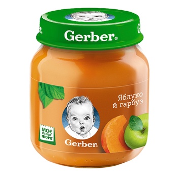 Puree Gerber apple and pumpkin starch and sugar free for 5+ month babies 130g - buy, prices for COSMOS - photo 1