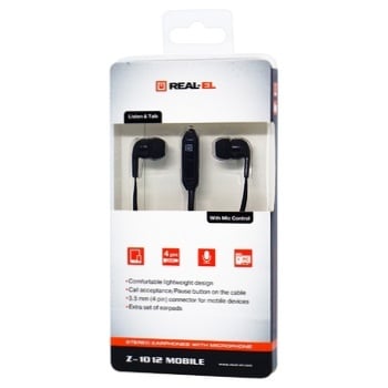 Наушники Real-El Mobile Black Z-1012 - купить, цены на Auchan - фото 1