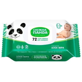 Snow Panda With Aloe Vera Extract Baby Wet Napkins 72pcs - buy, prices for - photo 1