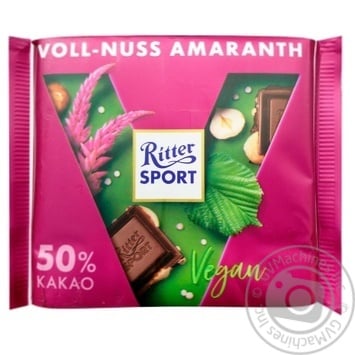 Ritter Sport Vegan Whole Hazelnuts Amaranth Dark Chocolate 100g - buy, prices for METRO - photo 1