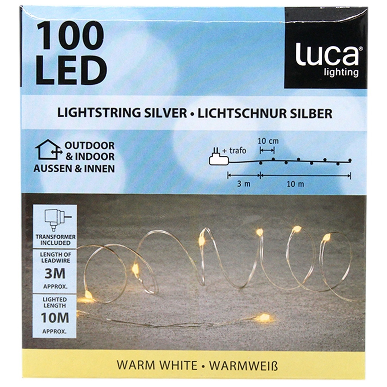 

Прикраса Luca Гірлянда Струна срібна 13м теплий білий