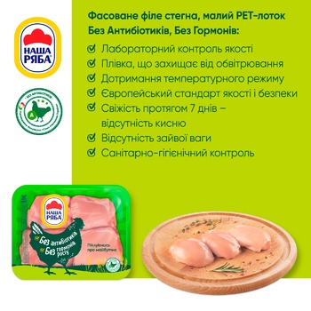 Філе стегна Наша Ряба без шкіри, без кістки охолоджене ~900г - купити, ціни на Novus - фото 4