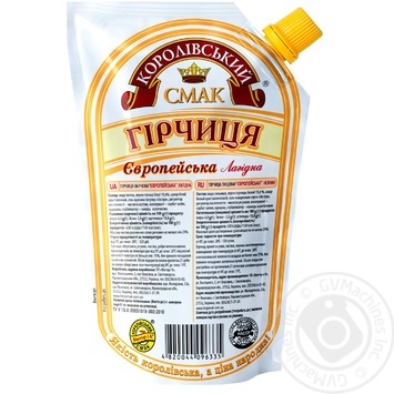 Горчица Королевский Вкус Европейская Нежная 130г дой-пак Украина купить, цены на МегаМаркет - фото 2