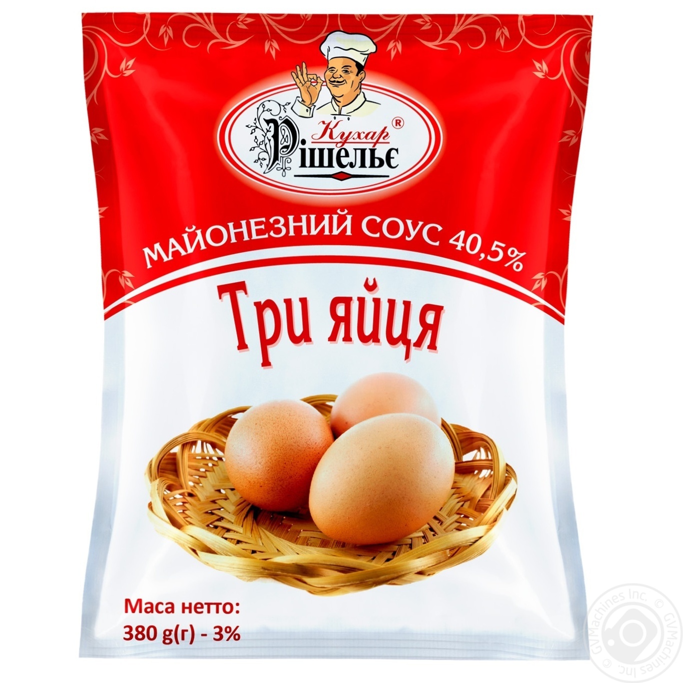 

Майонез Кухар Ришелье Три яйца столовый 40.5% 380г Украина