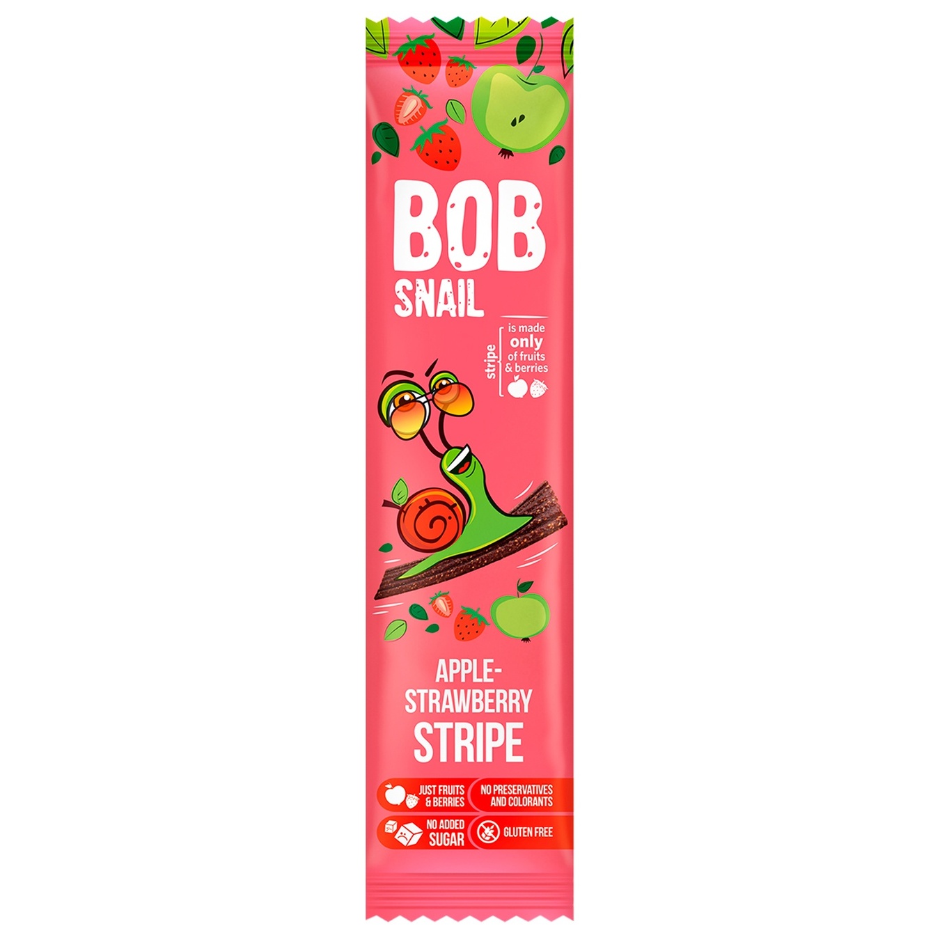 

Конфета Bob Snail Яблочно-клубничный страйп 14г