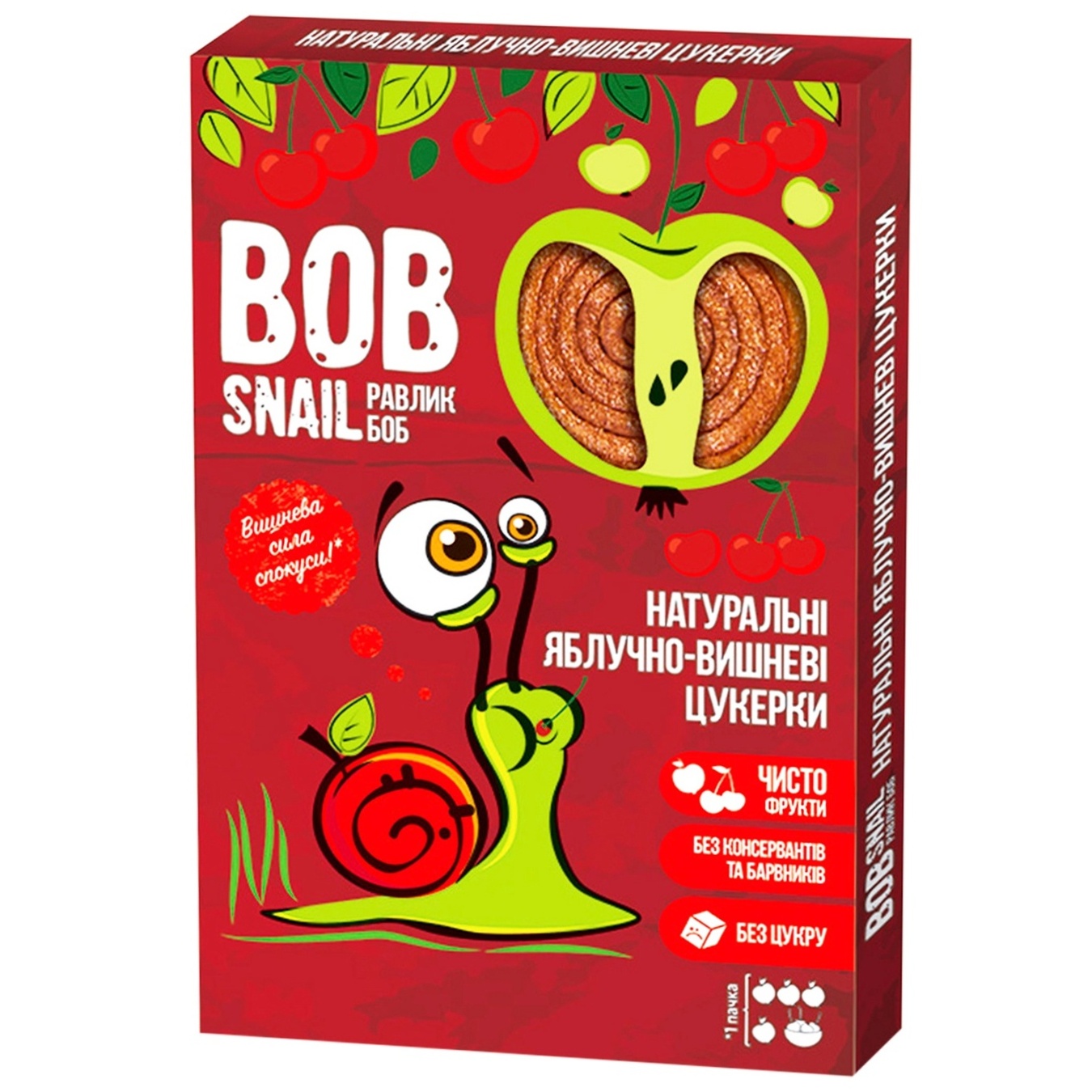 

Конфеты Bob Snail натуральные яблочно-вишневые 60г