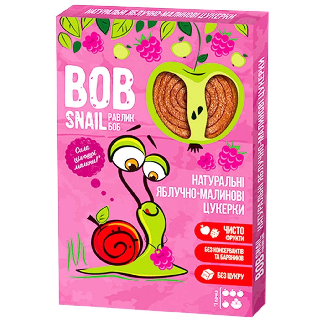 

Конфеты Bob Snail натуральные яблочно-малиновые 60г