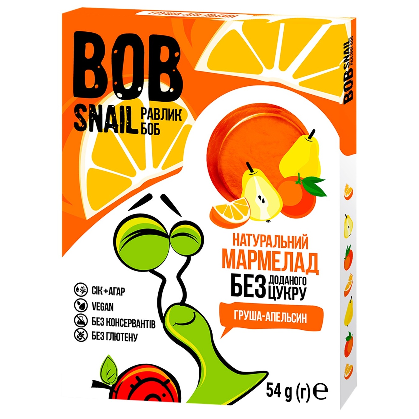 

Мармелад Bob Snail груша-апельсин без сахара 54г