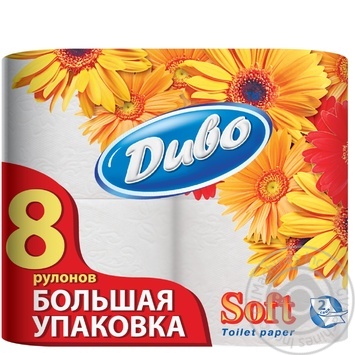Toilet paper Dyvo white 8pcs 860g - buy, prices for MegaMarket - photo 1