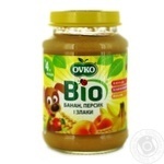 Ovko for children from 4 months with peach-banana-cereals puree 190g