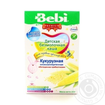 Каша Bebi Premium кукурудзяна низькоалергенна 200г купити, ціни на МегаМаркет - фото 1