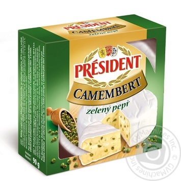 President Camembert with green pepper cheese 60% 90g - buy, prices for MegaMarket - photo 1