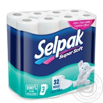 Туалетний папір Selpak Super Soft тришаровий 32шт - купити, ціни на  - фото 1