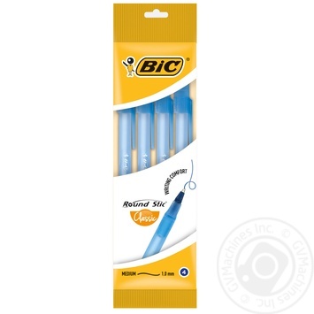 Ручка кулькова Bic Roubd Stic синя 4шт купити, ціни на МегаМаркет - фото 1