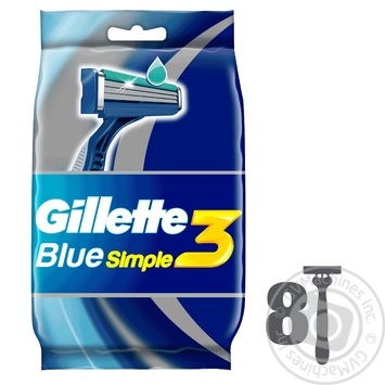 Станки для гоління Gillette Blue Simple3 одноразові з фіксованою головкою 8шт купити, ціни на МегаМаркет - фото 2