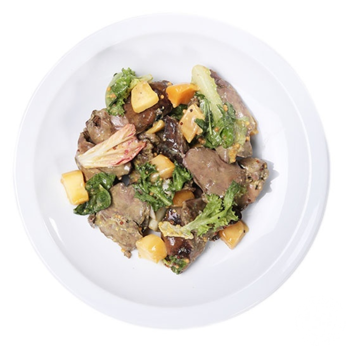 

Салат с манго и куриной печенью