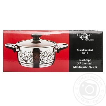 Krauff Pan With Glass Cover 37l 22cm - buy, prices for - photo 1