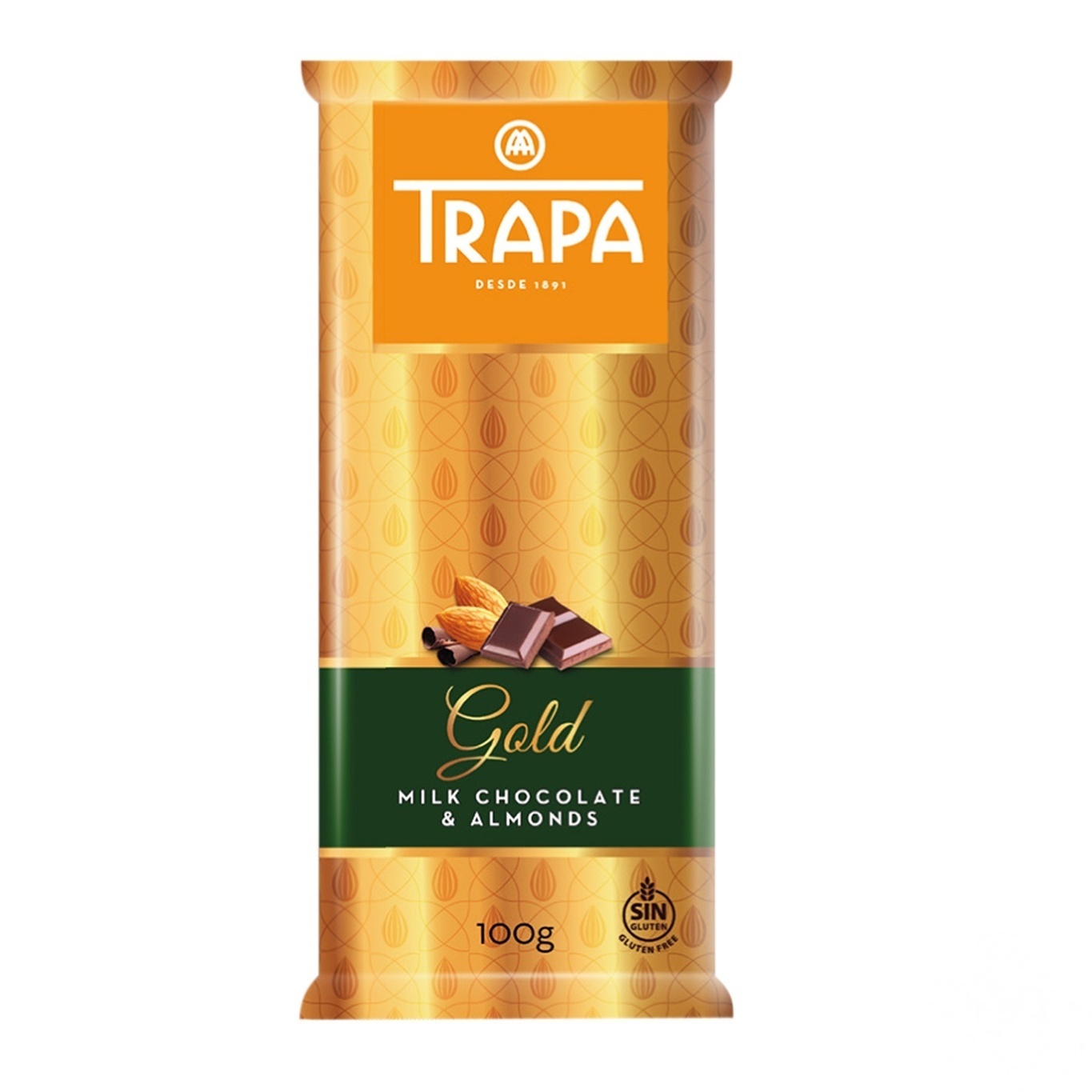 

Шоколад TRAPA Gold молочный с миндалем 100г