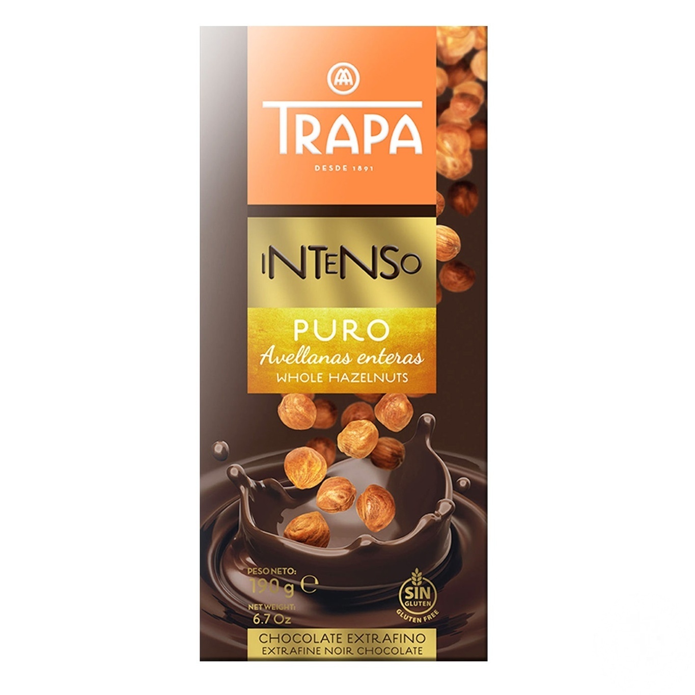 

Шоколад Trapa Intenso черный с фундуком 190г