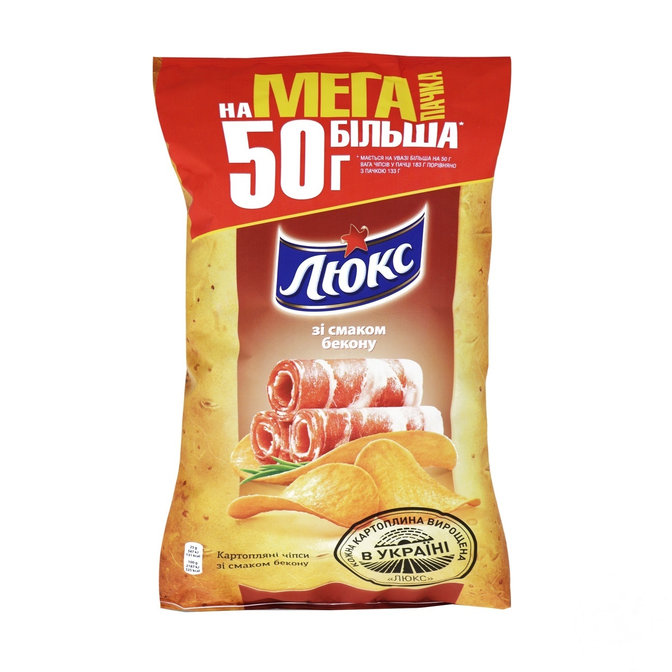

Чипсы Люкс со вкусом бекона 183г