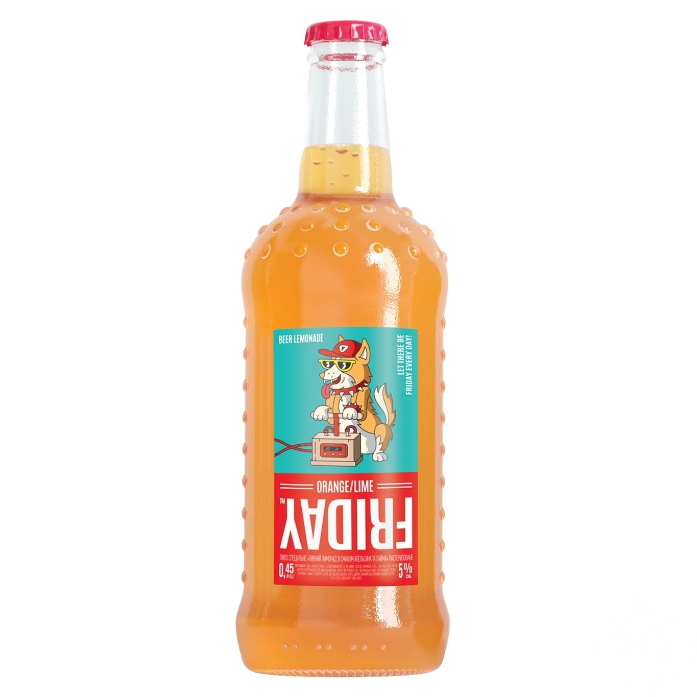 

Пивной лимонад Friday со вкусом апельсина и лайма 5% 0,45л