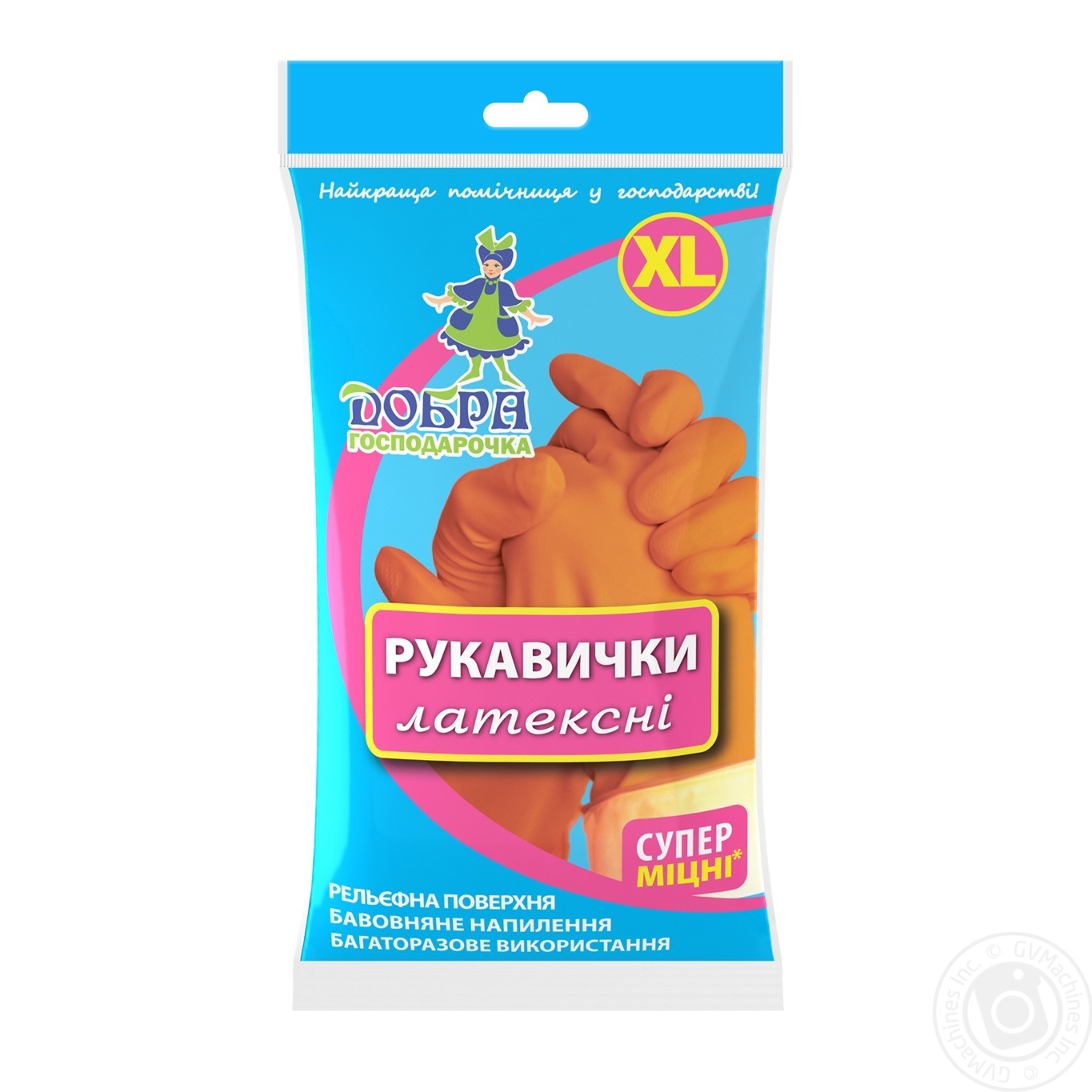 

Перчатки латексные хозяйственные Добра Господарочка сверхпрочные оранжевые XL