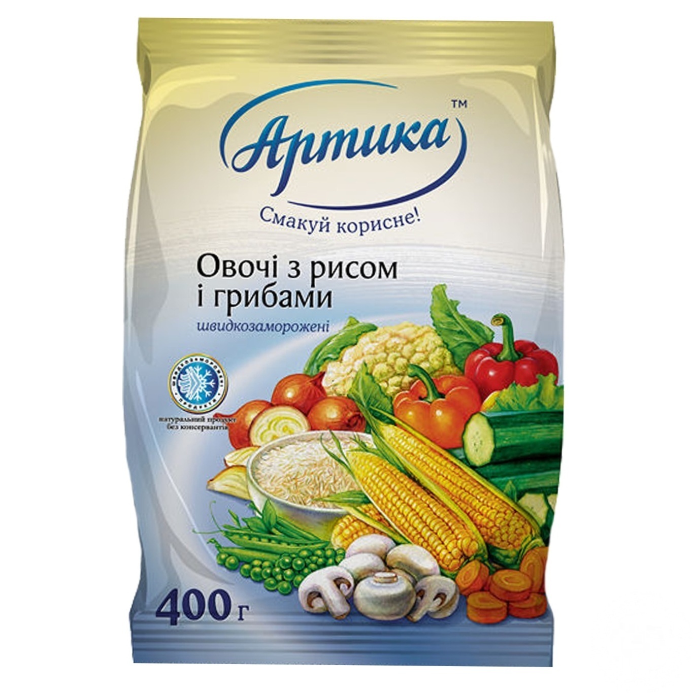 

Овощи Артика с рисом и грибами замороженные 400г