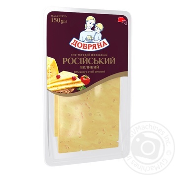 Сир Добряна Російський Великий нарізаний 50% 150г - купити, ціни на МегаМаркет - фото 1