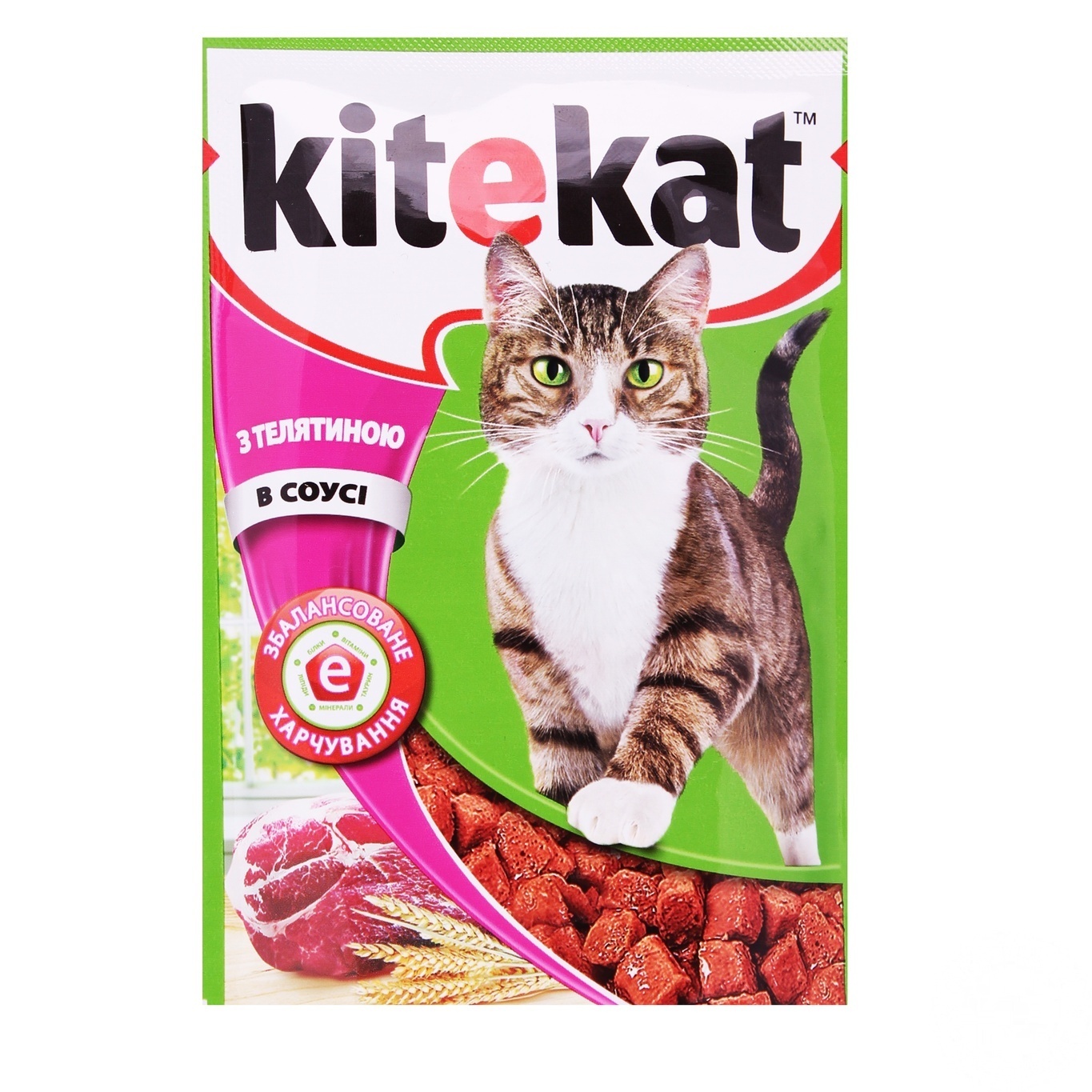 

Корм Kitekat для взрослых кошек с телятиной в соусе 100г
