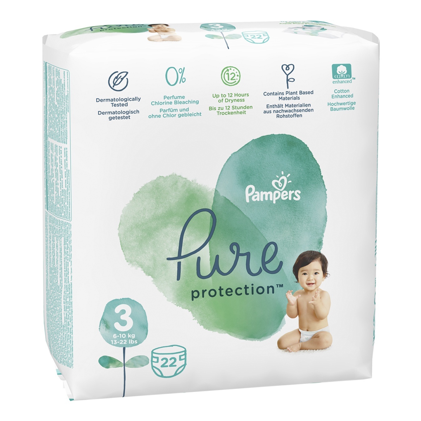 

Подгузники Pampers Pure Protection Midi 10кг 22шт