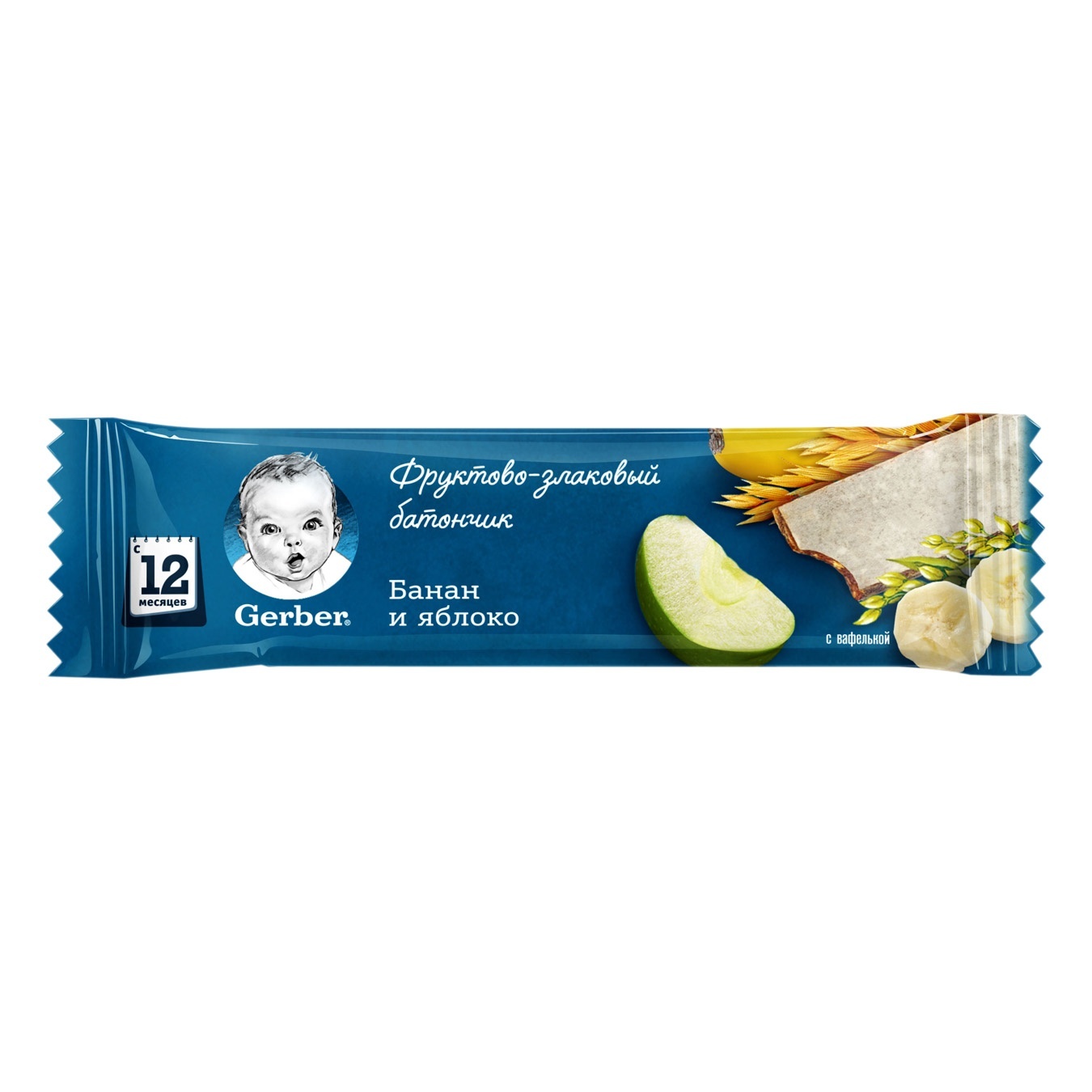 

Батончик Gerber фруктово-злаковый банан и яблоко 25г