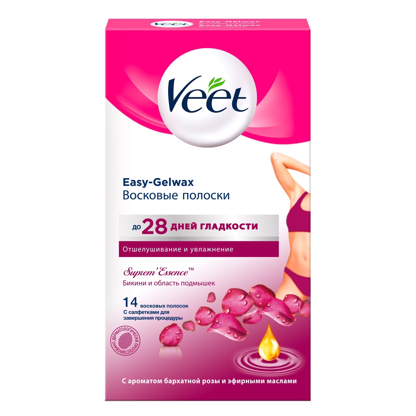 

Восковые полоски Veet для зоны бикини и подмышек 14шт