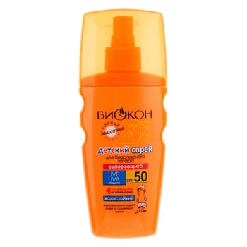 Biokon SPF-50 Super Protection NEW Spray for Safe Tanning for Children 160ml - buy, prices for NOVUS - photo 1