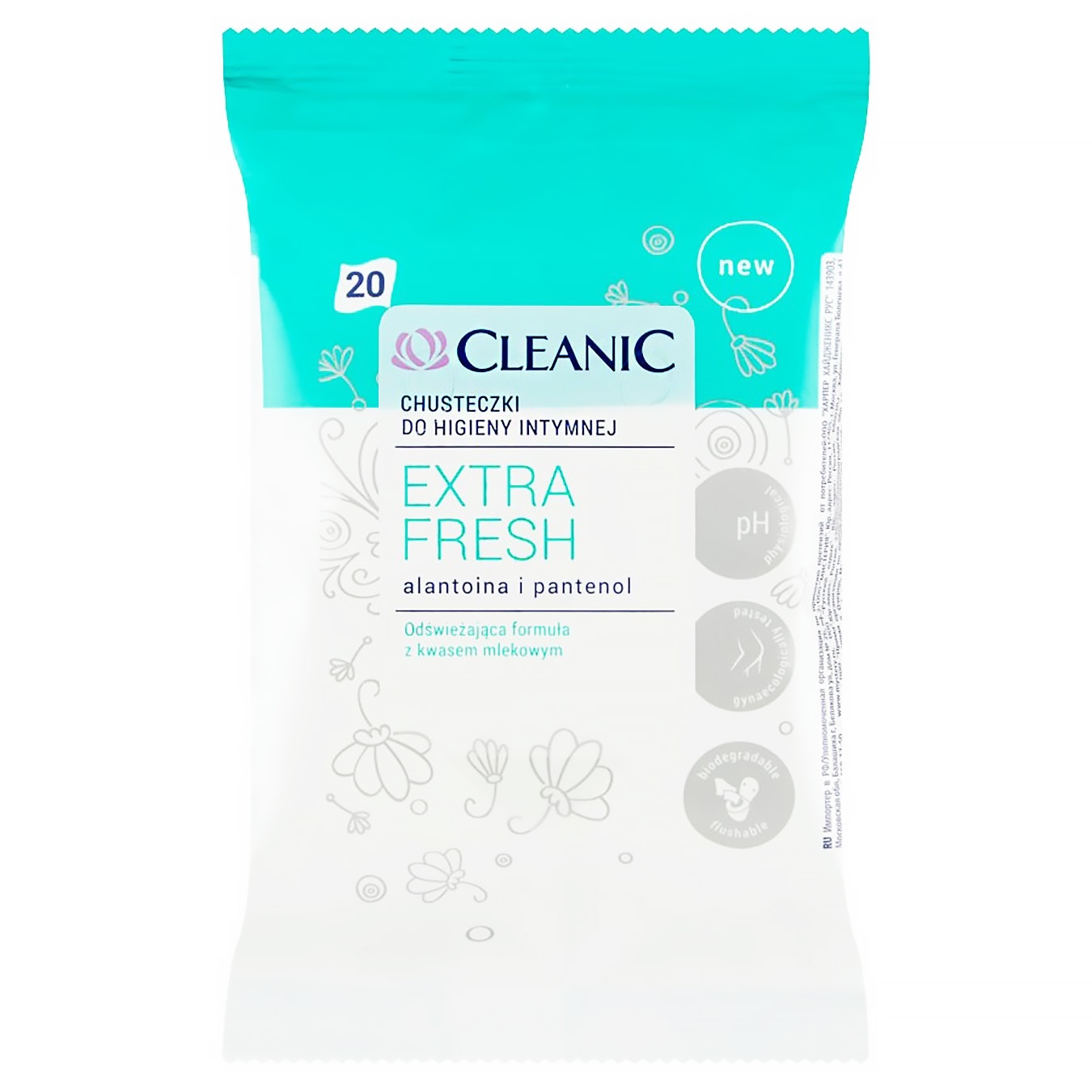 

Салфетки влажные Cleanic Extra Fresh для интимной гигиены 20шт