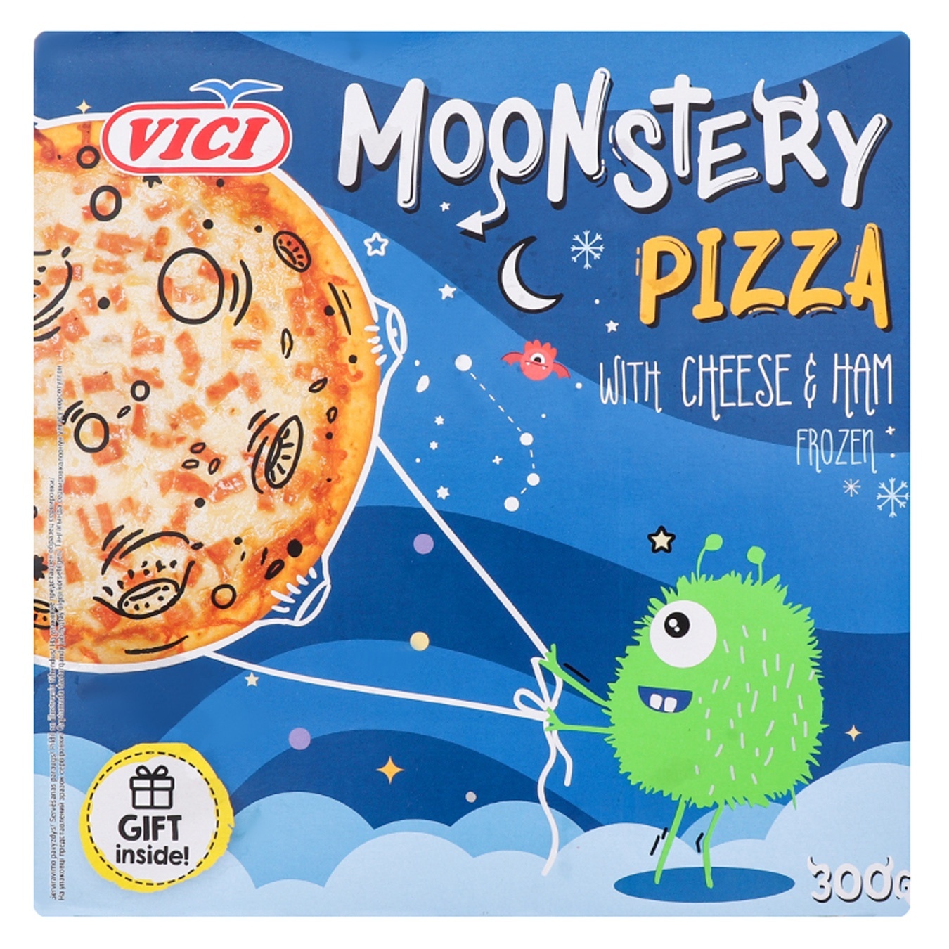 

Пицца Vici Moonstery с ветчиной и с сыром моцарелла замороженая 300г