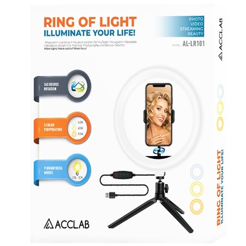 ACCLAB Ring of Light Blogger set 2in1 Holder with LED lamp AL-LR101 - buy, prices for Auchan - photo 1