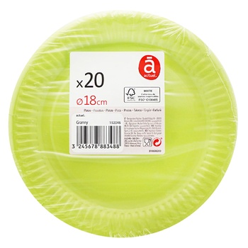 Actuel Plate Dessert Disposable Lime 16cm 20pcs - buy, prices for Auchan - photo 1