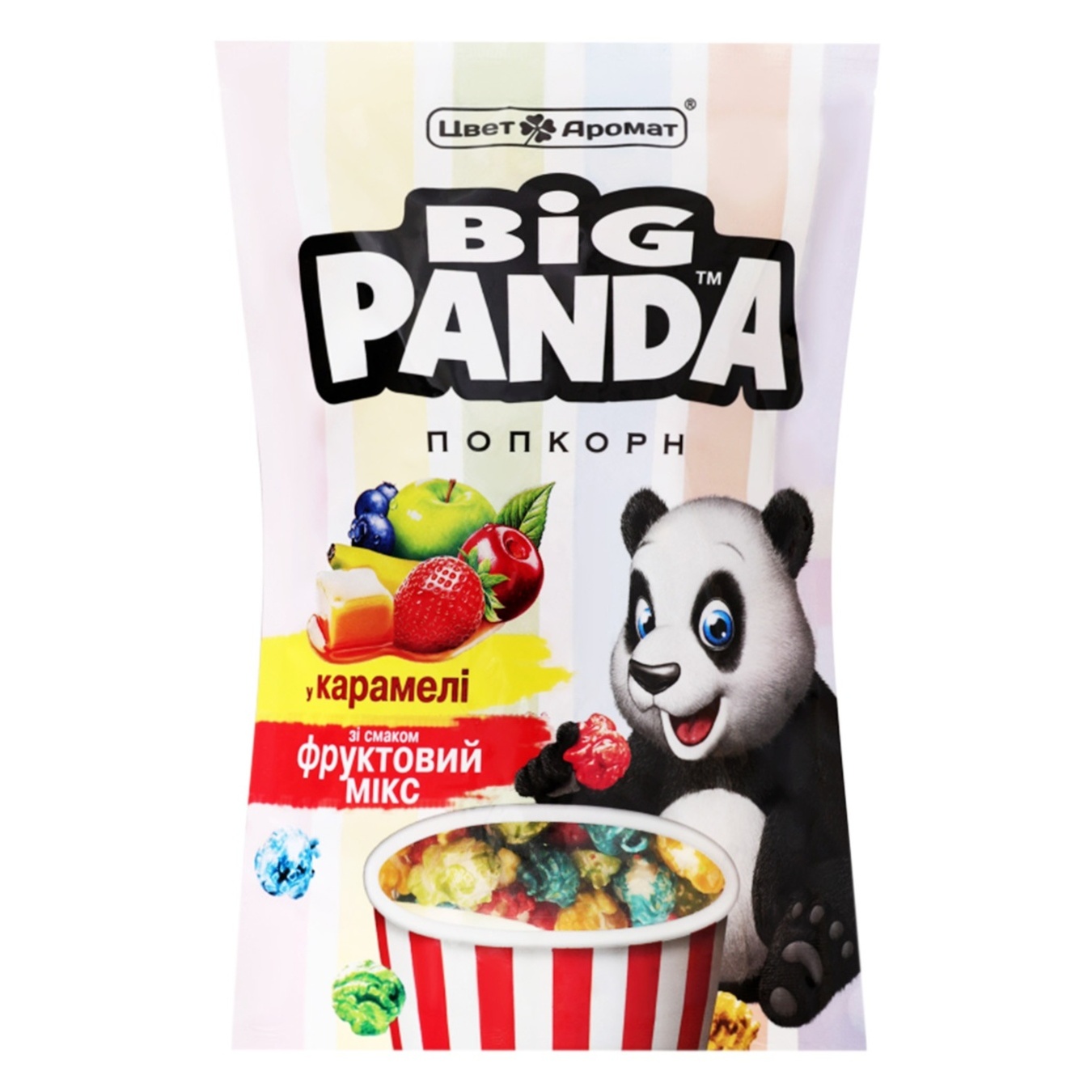 

Попкорн Big Panda в карамели со вкусом фруктовый микс 90г