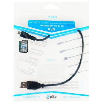 Кабель Piko MICROUSB BM-USB AM 0.3м - купить, цены на Auchan - фото 1