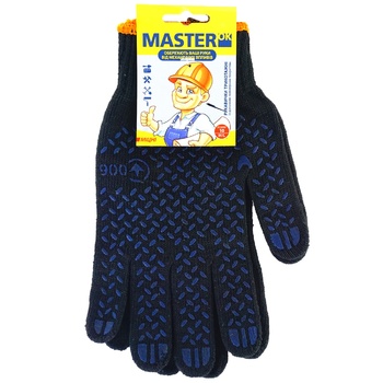 Перчатки MasterОК трикотажные черные 10р M/L - купить, цены на Auchan - фото 1