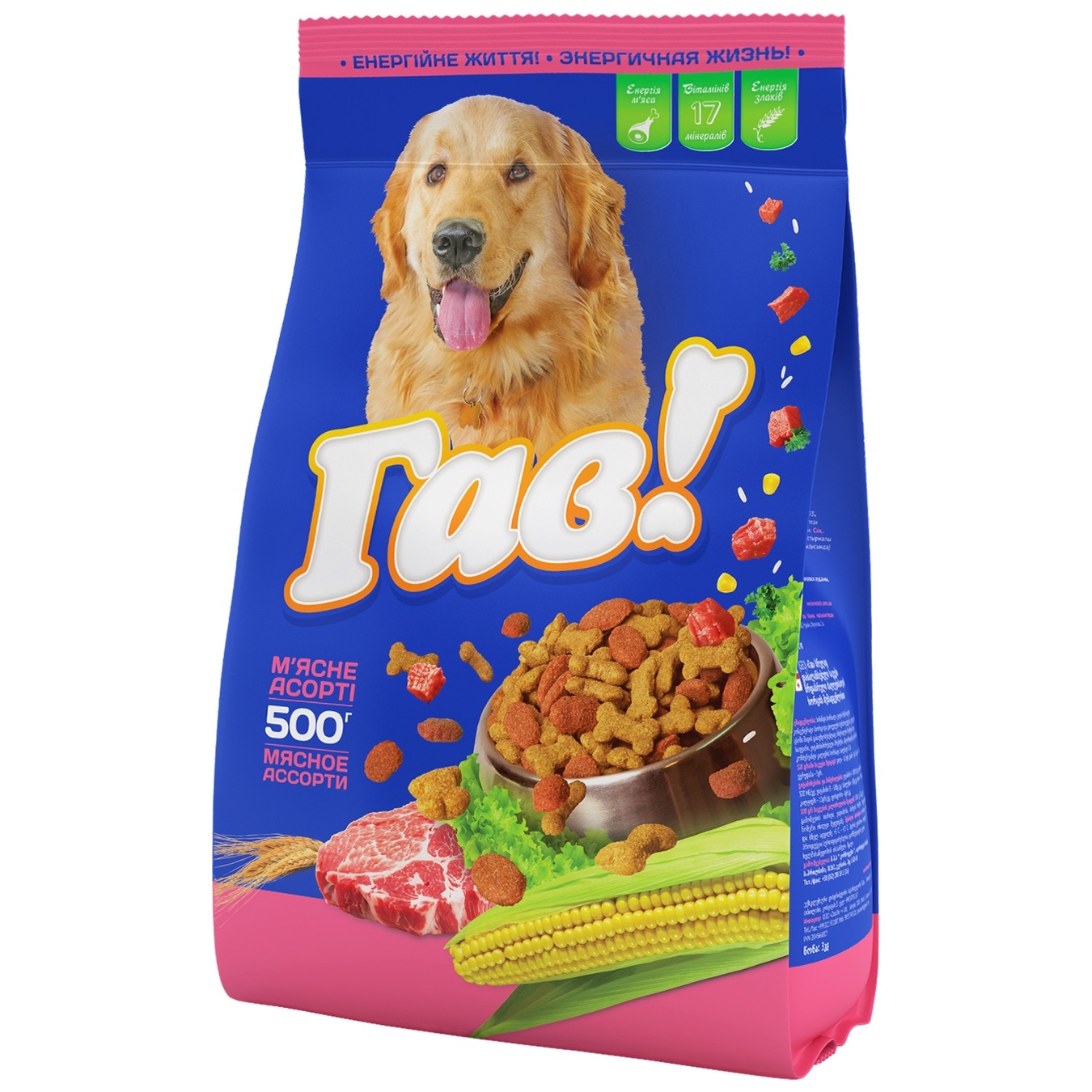 

Корм сухой Гав! для взрослых собак Мясное ассорти 500г