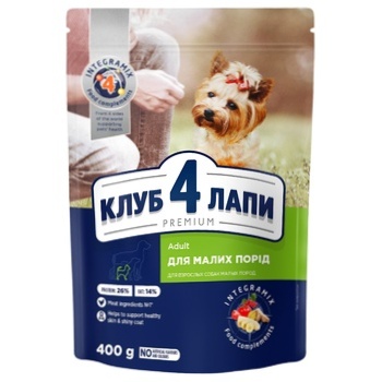 Корм сухий Club 4 Paws Premium з куркою для дорослих собак малих порід 400г