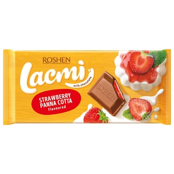 Шоколад молочний Roshen Lacmi з начинкою зі смаком полунична панна котта 90г