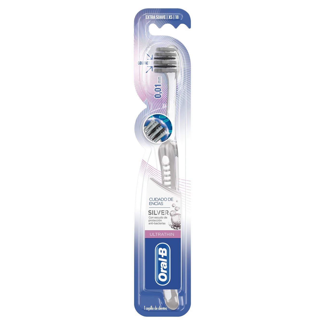 

Мануальная зубная щетка Oral-B Ultrathin Серебро Уход за деснами экстра мягкая.