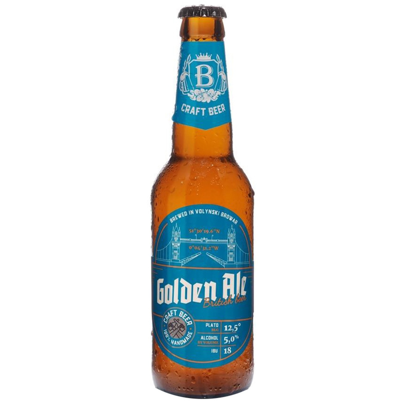 

Пиво ТМ Волынский Бровар Golden Ale светлое нефильтрованное 5% 0,35л