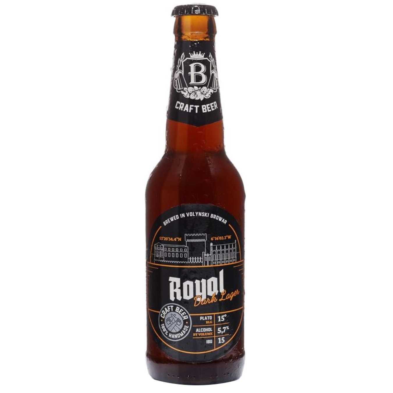 

Пиво Волынский бровар Royal Dark Lager темное 5,7% 0,35л