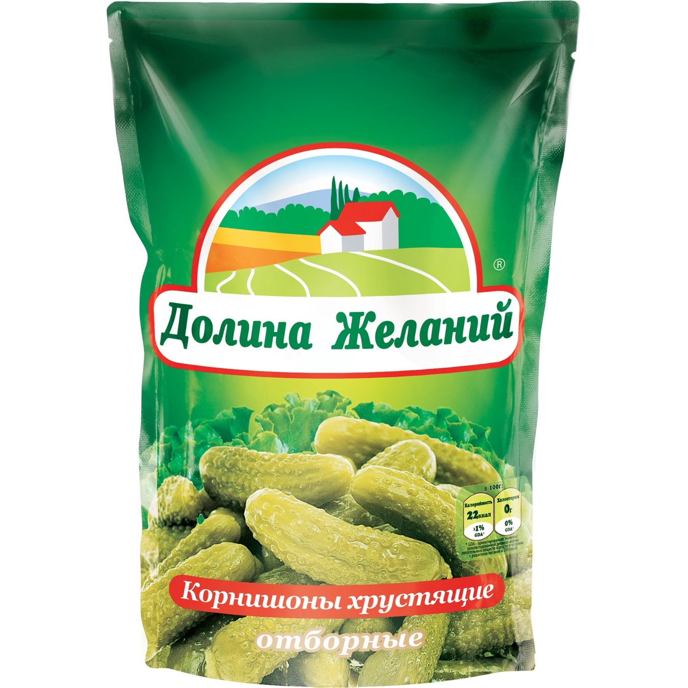 

Корнишоны Долина Желаний хрустящие отборочные маринованные 500мл